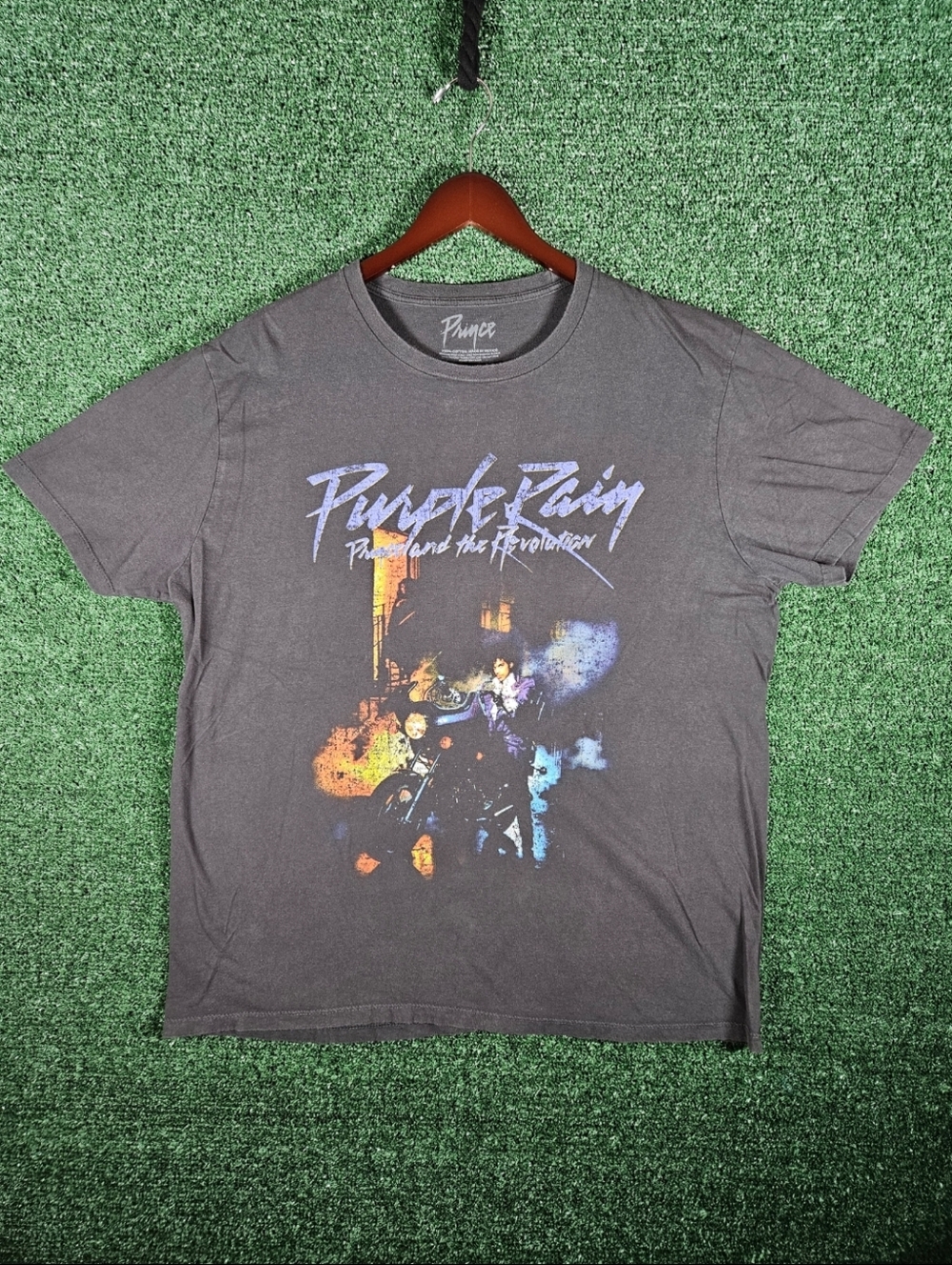 Prince Purple Rain Graphic Tee / Mens Size XL / Colorway - Faded Black